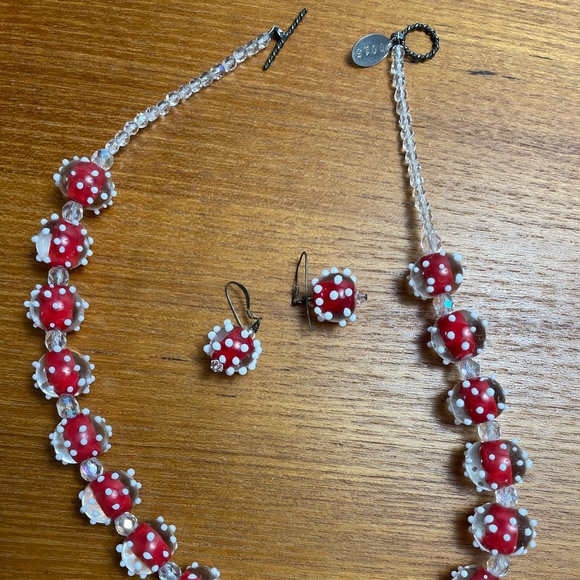 Hand Made Lamp Work Bead Necklace/Earrings - Picture 2 of 9